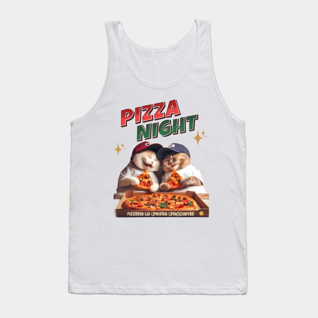 Cats Pizza Night Tank Top by BrisaArtPrints